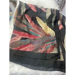 Multicolor Feather Print Scarf Wrap Shawl 90" L X 37" W Cotton & Viscose Blend